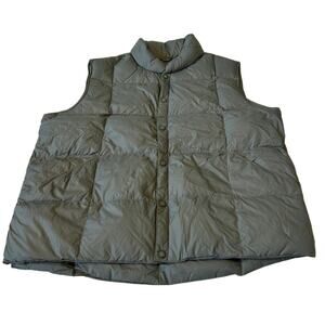 Lands' End Puffer Vest Men's Gray 80% Down 20% Feathers Snap Size XL (46-48)